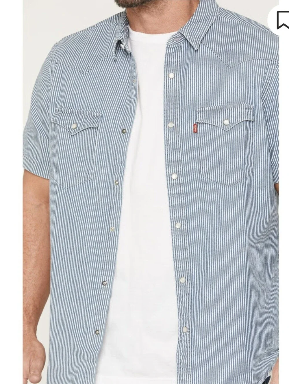 Levi's Men's Classic Picadilly Striped Short Sleeve Snap Western Shirt SIZE S